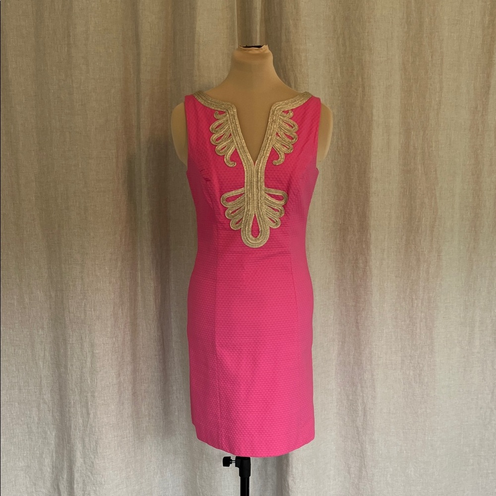Lilly Pulitzer Pink Mini Dress with Gold Accents
